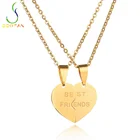 Heart Jewelry Heart Fashion Couple 2 Part Half Heart Pendant Gold Plated Stainless Steel Necklace For Women Gift Jewelry