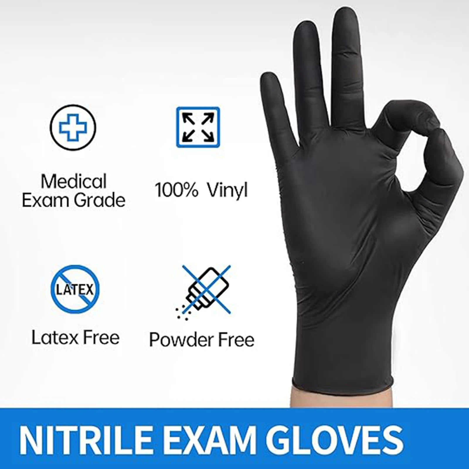 Custom LOGO Medical Thin Latex Free Disposable Gloves Black Non-Sterile Synguard Nitrile Exam Gloves Household Cleaning Gloves Wholesale