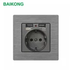 Sockets Socket China Produce EU Standard 1/2 Gang Sockets USB Wall Switch Socket