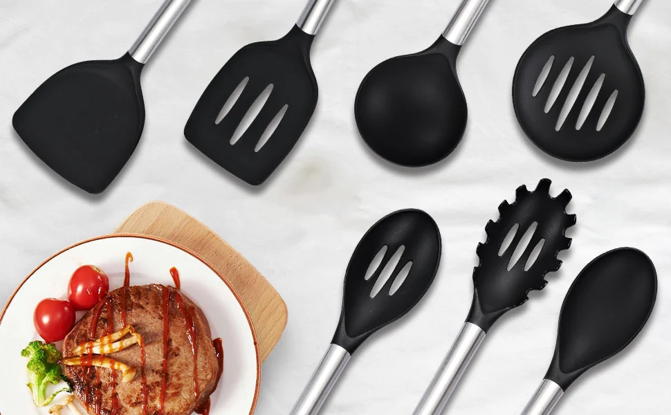 Amazon top seller 42 Piece Nylon Stainless Steel Kitchen Cooking Utensils set silicone cozinha Spatula Baking Gadgets