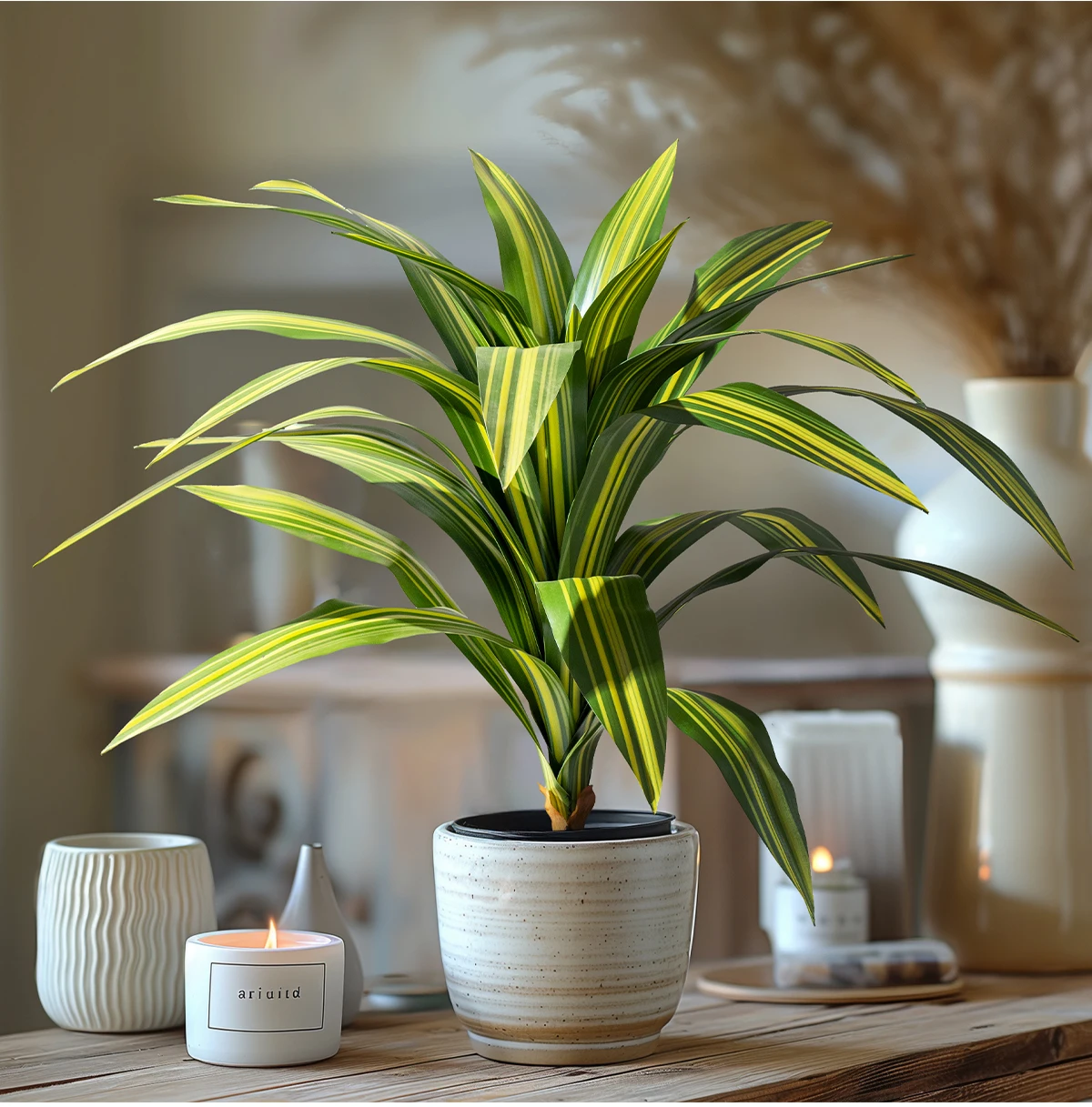 Durable Indoor/Outdoor Home Office Decor Large Green Palm Bonsai Tree Artificial Grass with Silk Material in Plastic Pot factory