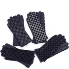 Gloves Winter Gloves Fashion Embossed Checked Genuine Leather Gloves For Women Winter Warm Cold-proof Gloves