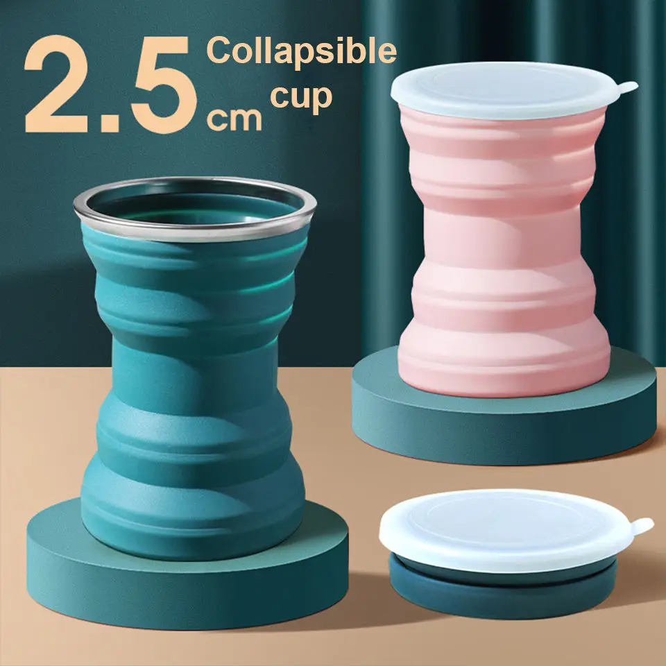 Portable and Eco-Friendly Silicone Collapsible Mug Set Reusable Folding Travel Coffee Mugs for Office Use Plastic Material