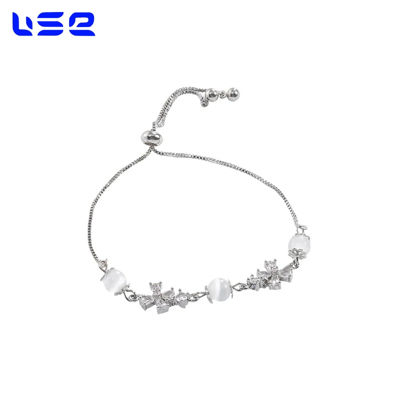 14K high quality fashion exquisite temperament zircon opal flower bracelets jewelry for women