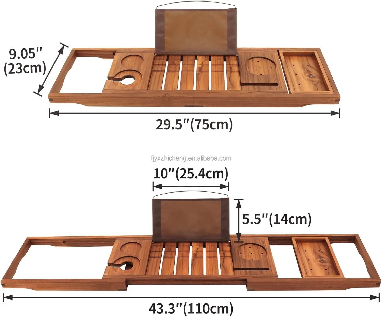 product premium teak bathtub tray expandable wooden bath tray for tub luxury bathtub bathroom accessories-2
