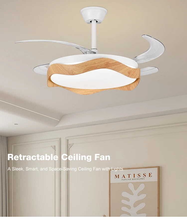 Outstanding Power Hot Selling 42 Inch Natural Wind Slient Bedroom Living Room Remote Control Dimmable 3CCT Invisible Led Ceiling Fan 0