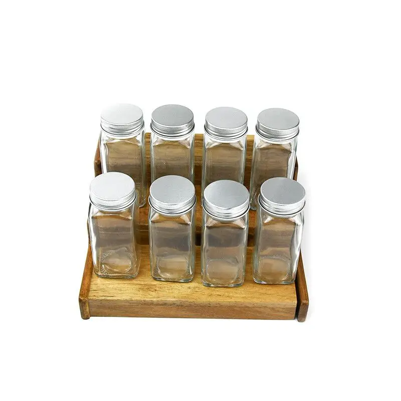 Wooden Adjustable Storage Spice Rack Organizer Holder Display OEM 3 Tiers Bamboo Kitchen Accessories White Box Natural