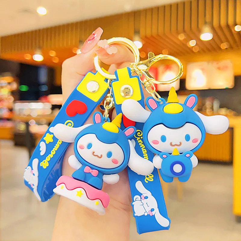 Manufacturer 6 colors Kawaii Cinnamoroll Custom Sanrio 3D Cartoon Anime Bag accessories Rubber keychain