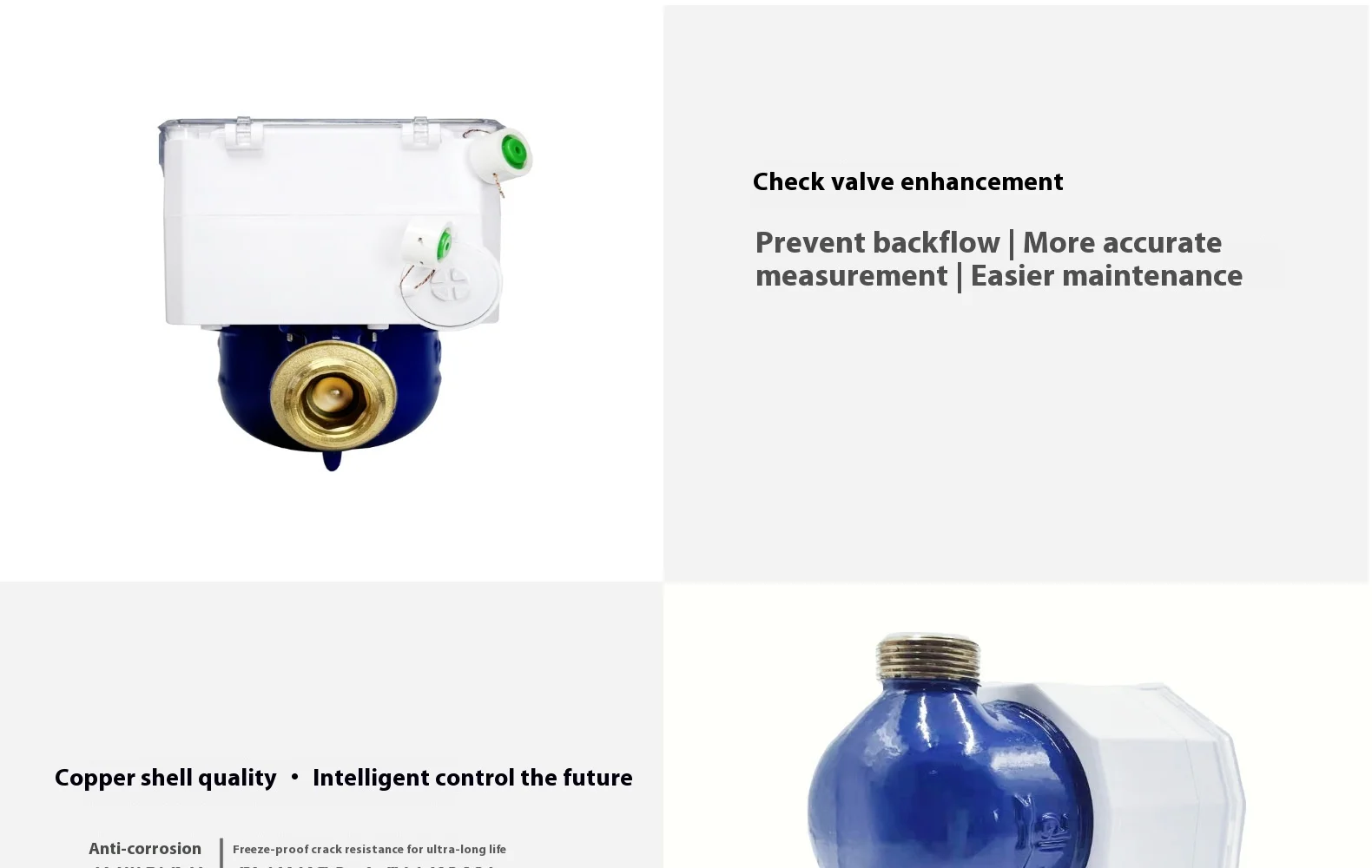 STS Standard Prepaid Water Meter with 1km Measurement Range 84 Flow Rate and Grey Color DN15 IP68