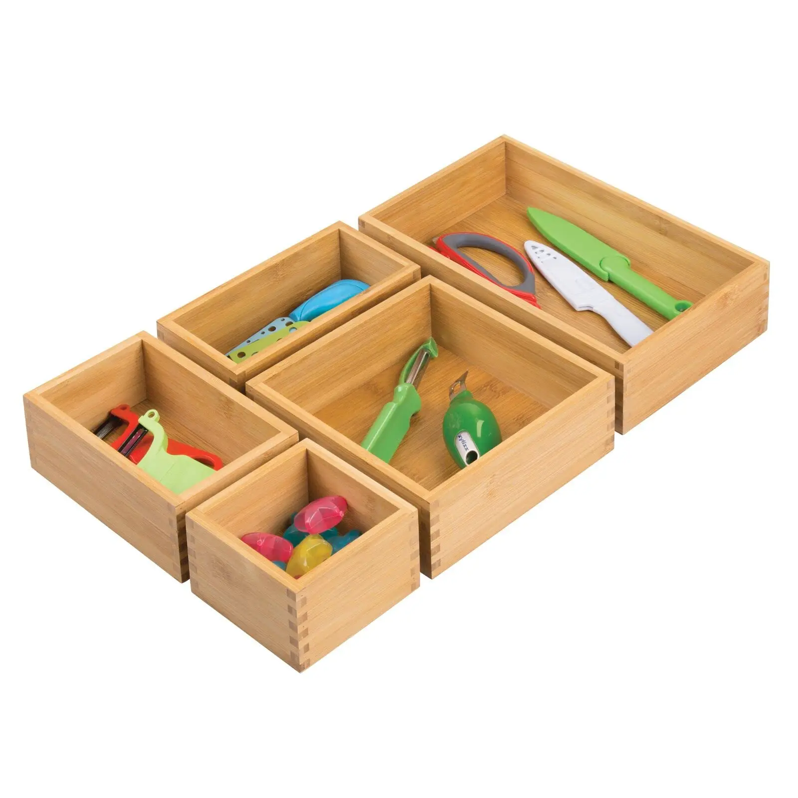 product bamboo drawer organizer set interchangeable dividers for kitchen utensil gadget storage adjustable space saving trays-11