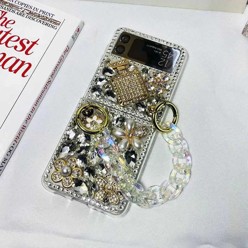 Luxury Women Lady Phone Case Rhinestone Mobile Back Covers for Samsung Galaxy Z Flip 5 4