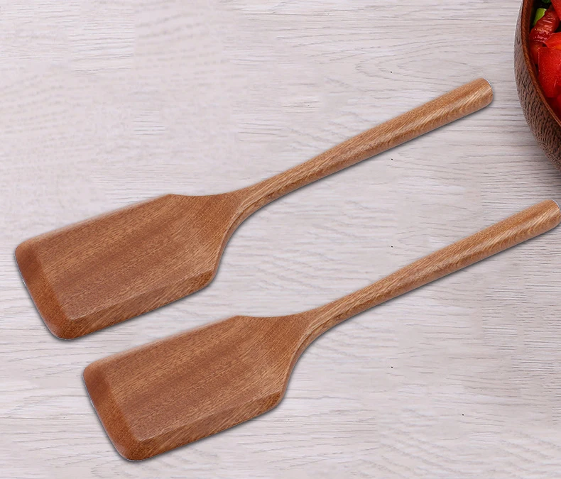 Wooden Spatulas for Cooking Nonstick Wood Kitchen Utensil Cooking Spoons Natural Teak Kitchen Utensils Set Of 6 PCS