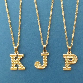 Fashion 18k Gold Plated Stainless Steel Chain Man/Women A to Z Initial Letter Alphabet Stainless Steel Necklace