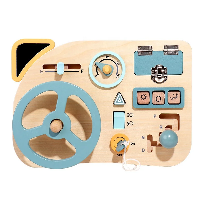 New Arrival  High Simulation Pretend Play Wooden Driving Toys Steering Wheel Montessori Toys Busy Board