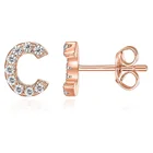 Diamond Stud Earrings Earrings 925 Sterling Silver CZ Simulated Diamond Stud Earrings Fashion Alphabet Letter Initial