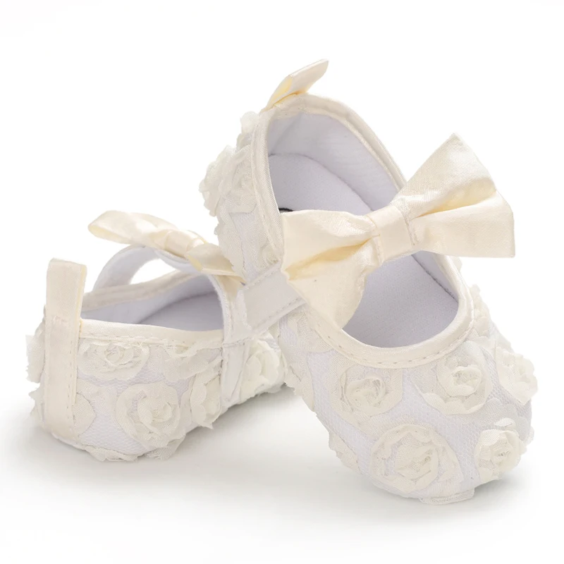 Customize Cotton Fabric Flower Lace Bowknot Princess Baby Dress Shoes Infant Baby Shoes Girl