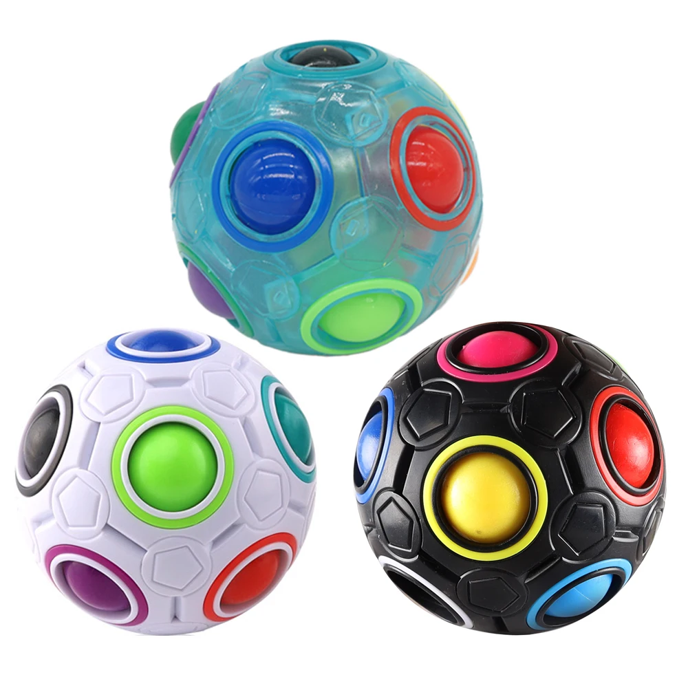 Kids 3D Fidget Ball Funny Magic Rainbow Puzzle Figets Cube Globe Toy Colorful 