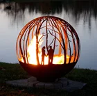 Handmade Corten Steel Fire Pit Balls /Funny Design Fire Pit Balls/Winter Woods Fire Pit Sphere