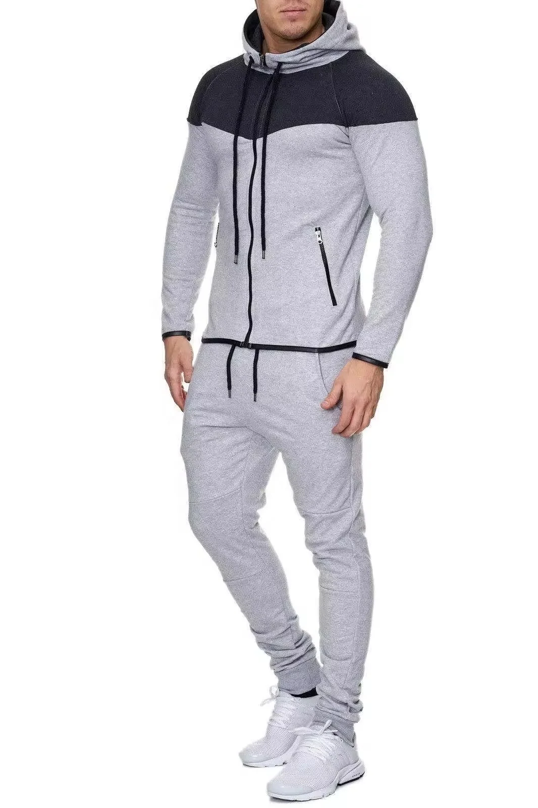 Men's Hooded Athletic Tracksuit Casual Full Zip Jogging SweatSuits