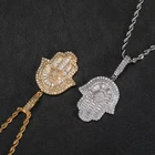 Pendant New Arrival Stunning Sparkling Iced Hand Of Fatima Silver VVS Moissanite Hamsa Pendant