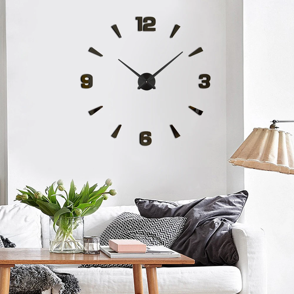 NEW Luxury Wall Clock Living Room DIY 3D Home Decoration Mirror Large Art Design 
