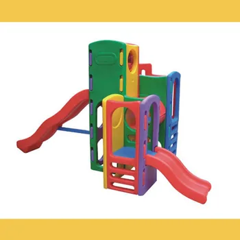 Kid size mini children plastic playhouse and slides indoor toy pl