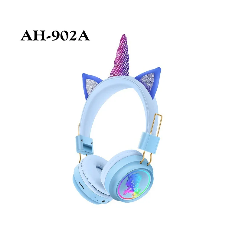 Ah-902a Cute Unicorn Gaming Headphone For Kids Unicorn Simple Cat Ear Wireless With Stereo - Buy Ah-902a Wireless Earphone Product on Alibaba.com
