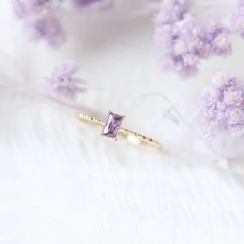 Trendy Simple Women Jewelry Designs Dainty Minimalist Purple Stone Ring for Women KBR011-M