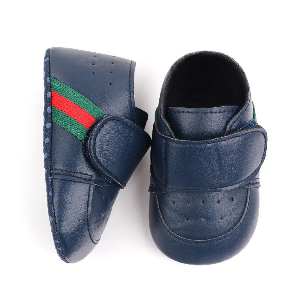 British Style Pure Color PU Leather Mesh Breathable Baby Boys Soft Soled Toddler Shoes supplier