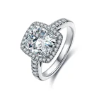 Zircon Zircon Diamond Stackable Ring 925 Sterling Silver Wedding Rings Set For Girls