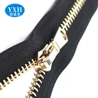 Gold Jacket Black Brass Metal Zipper Fashion Fancy Heavy Duty Rose Gold Metal Brass Jacket Zipper Black 3# 5# 8#