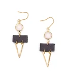 Leather Earring Earrings Latest Design Lady Leather Earring Triangle Pendant Pink Bead Drop Earrings Jewelry