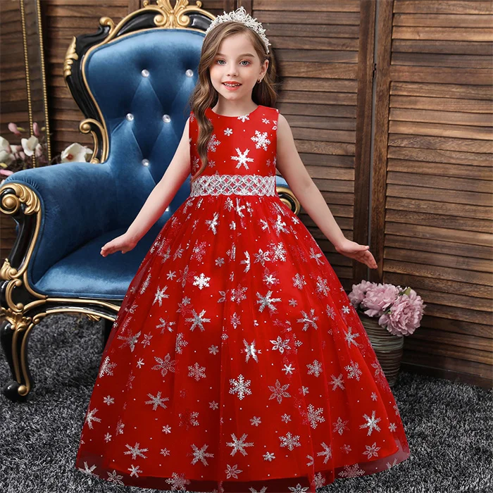 Vestido De Novia De Estilo Elegante Para Niña,Vestidos De Princesa Para Niña De 10 Años,Vestido De Patrón De Copos De Nieve - Buy Versión Coreana De Niños De La