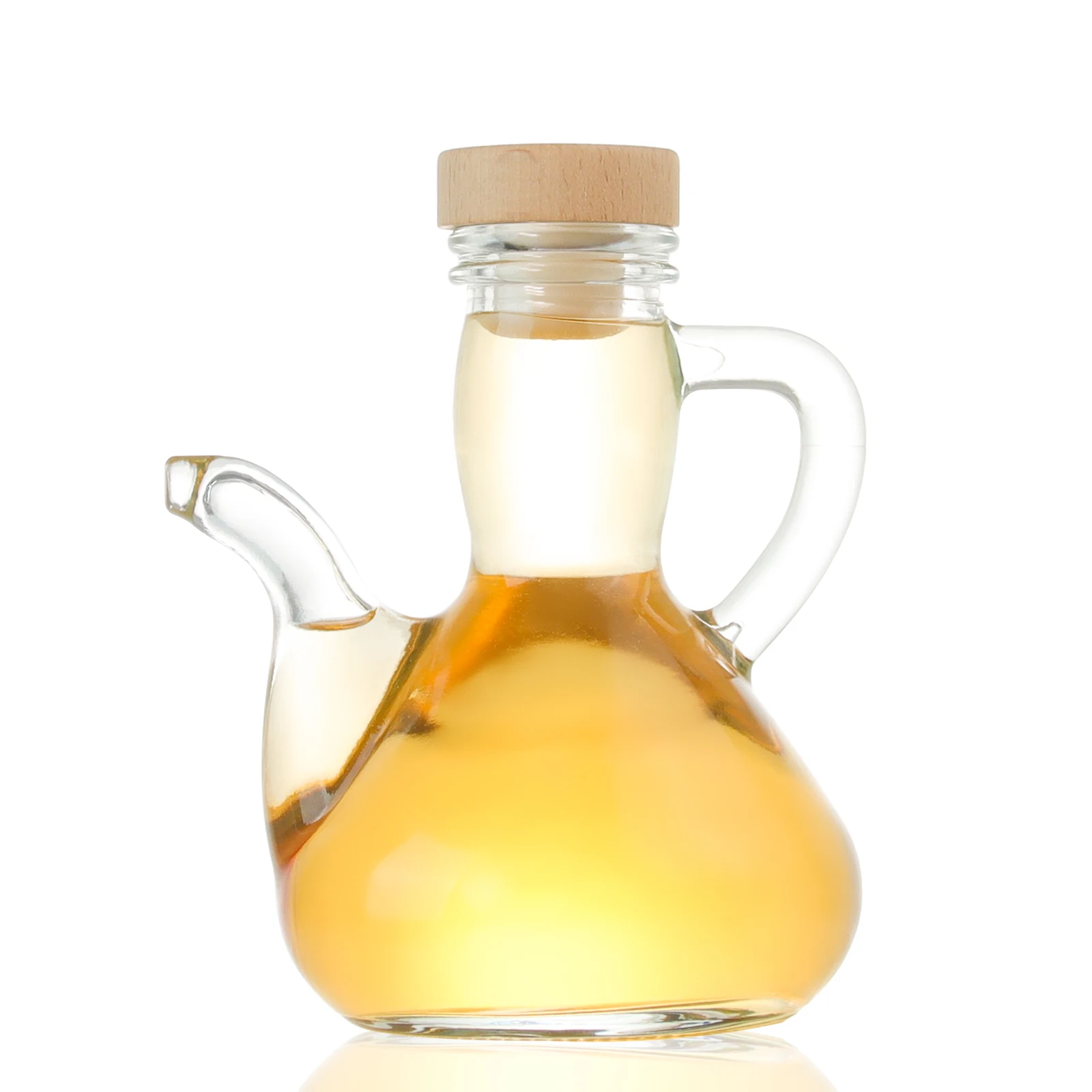 新产品橄榄油300毫升家用空厨房透明圆锅玻璃油瓶带盖和手柄