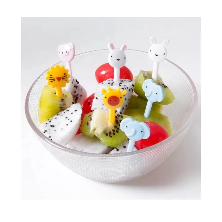 Hot sales 10pcs Bento Kawaii Animal Food plastic Fruit Picks Forks Giraffe Dog Cat Bear panda elephant