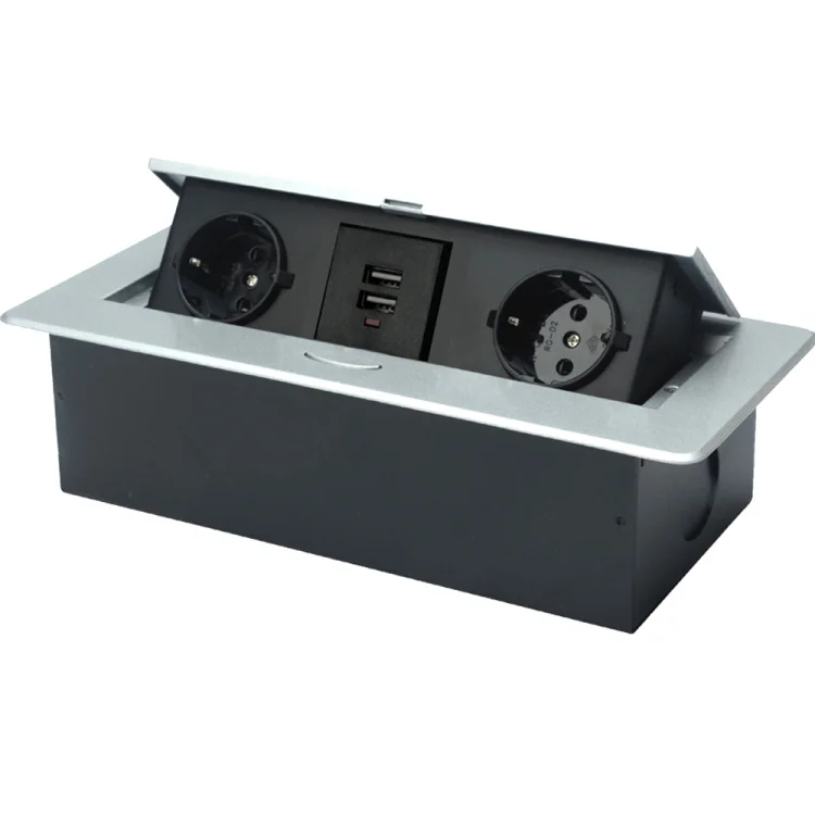 EU slow pop-up conference desktop socket multimedia information box USB charging jack embedded German standard desktop socket