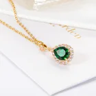 Gem Diamond 2021 New European And American Fashion Inlaid Zircon Pendant Women Gem Emerald Diamond Necklace