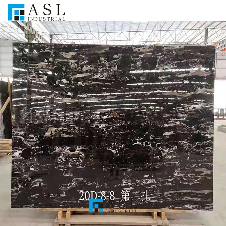 Factory direct cheap price natural china marmore black and white dragon silver portoro/potoro Italy marble slab