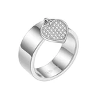 Ring High Quality Vintage Sweet Crystal Diamond Heart Pendant S925 Sterling Silver Ring