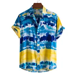 Sportswear New Men's Vacation beach Shirts Men Camisas Casual Wild Shirts Printed Short-sleeve Blouses shirts for men