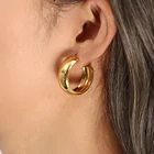 Earrings Gold Earrings Chunky Hoop Earrings Non Tarnish 2021 Stainless Steel Earrings 18K Gold Jewelry