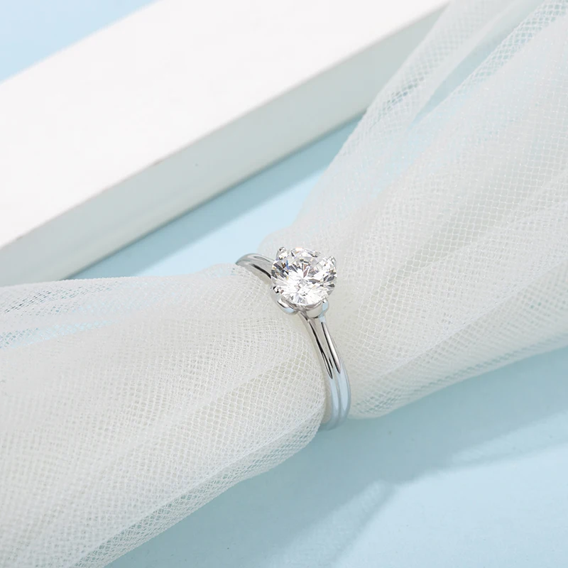 925 Silver 1.0ct VVS Moissanite Rings Wedding Engagement Design Diamond Women Rings