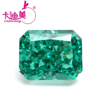 Rectangle Shape Emerald Green Color Cubic Zirconia 8A Quality Crushed Iced Cut 10x12mm Loose Gemstone Wholesale Price CZ Gems