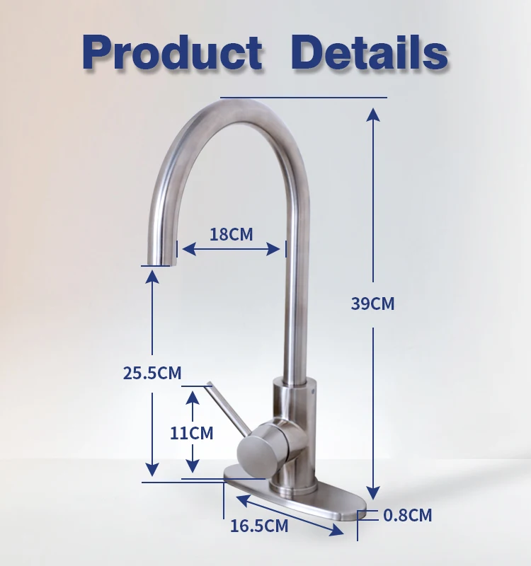3 Years Warranty Water Tap 304SS Kitchen Faucet Stainless Steel Kitchen Faucet 2021