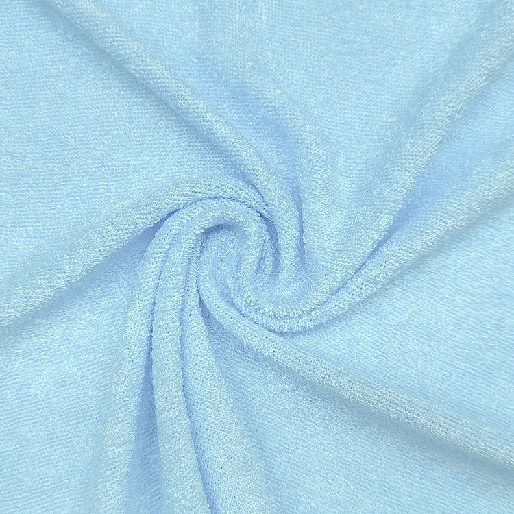 Eco Friendly Solid Fabric Bamboo Polyester Material Terry Toweling Fabric for Babies Clothing manufacture
