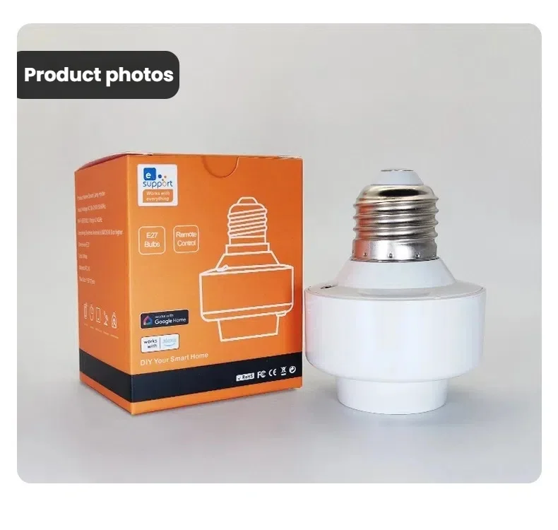 Yiweilian WiFi toma de corriente inteligente enchufe E26/E27 portalámparas teléfono inalámbrico Control remoto temporizador interruptor UE enchufe barra diseño hogar