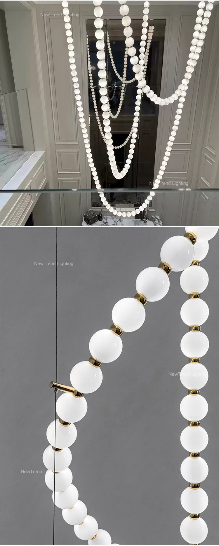 CPL-384 Modern Style Indoor Decoration Hanging Light Villa Hall Hotel Lobby Staircase LED Glass Chandelier factory
