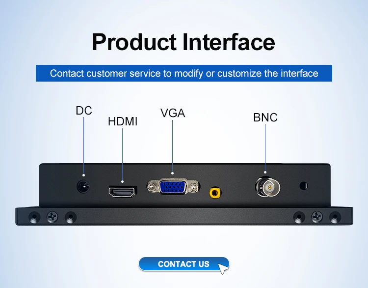 Wholesale 7 Inch LCD Mini Metal Casing Non-touch LED Backlit Monitor VESA Wall Mount Stand Hanging Ears VGA HD-MI Industrial