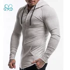 Cotton spandex fitness wear men gym plain zip-up hoodies