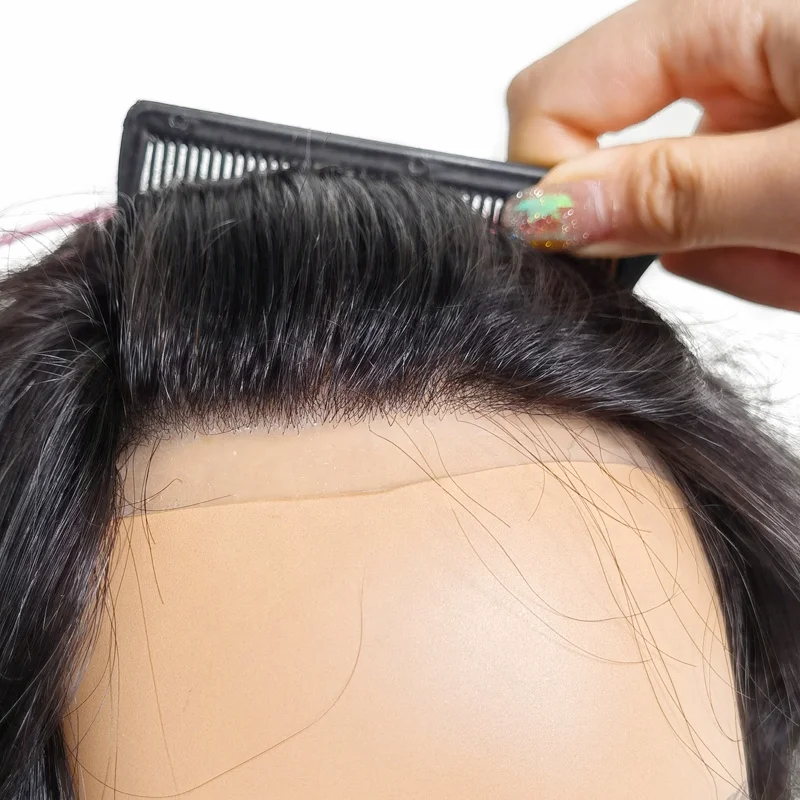 Indian Hair Full Pu Thin Skin Base Grey Men Human Hair Toupee Hair System -  Buy Human Hair Toupee,Skin Toupee,Thin Skin Hair System Product on  